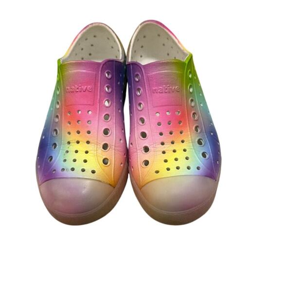 Native Kids Jefferson Sugarlite Shoes Translucent/Rainbow Blur Toddler Size 12 - Picture 1 of 6